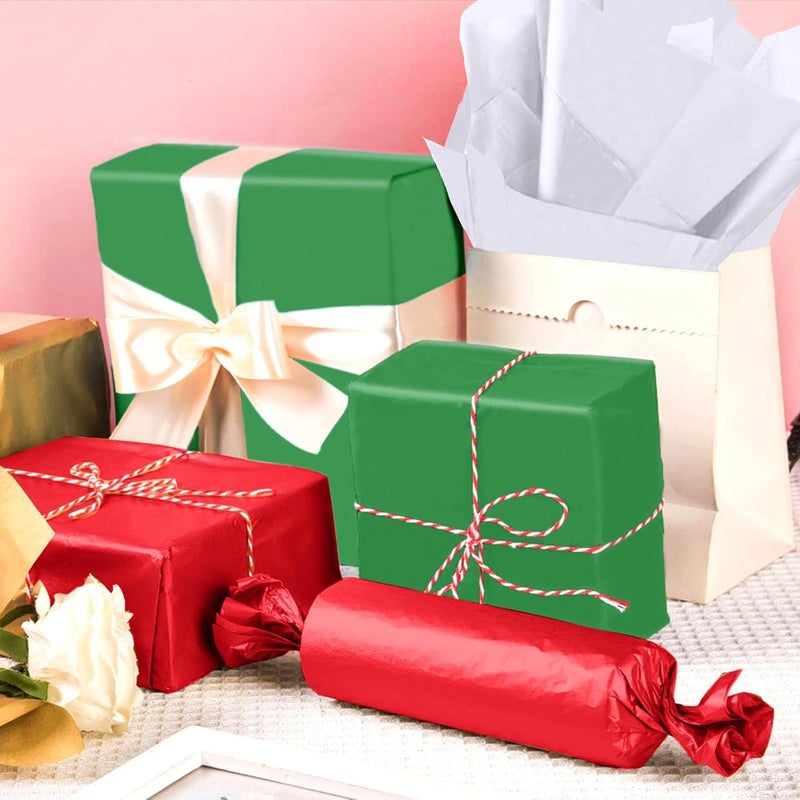 Hlonon Red Green White Tissue Paper for Gift Bags - 30 Sheets of Red Green Wrapping Tissue Paper Bulk Packaging Paper for Weddings Birthday DIY Project Christmas Gift Wrapping Crafts Decor (14 x 20 Inch) - Image 5
